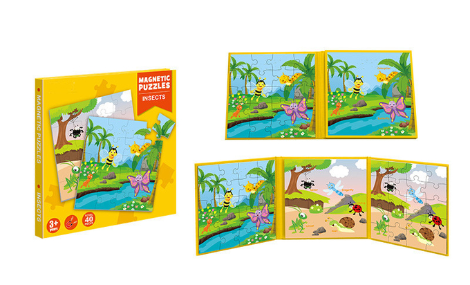 教育用玩具 磁気パズル 本 3歳以上の子供のための昆虫テーマ 0